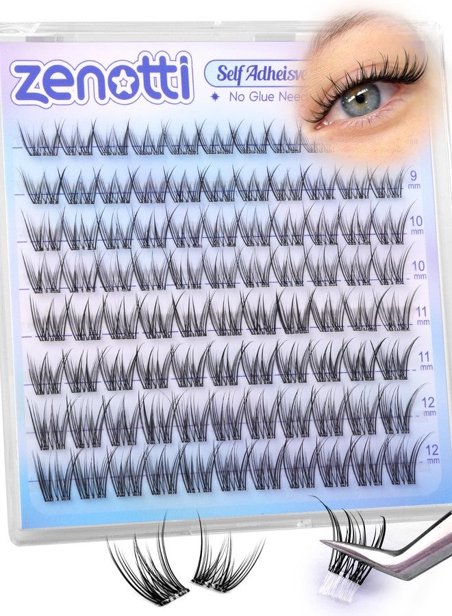zenotti Self Adhesive Eyelashes Natural Self Adhesive Cluster Lashes No Glue Wispy Eyelash Clusters Pre Glued Short 9-12mm Manga Lash Cluster Press on Individual lashes by zenotti - Image 1